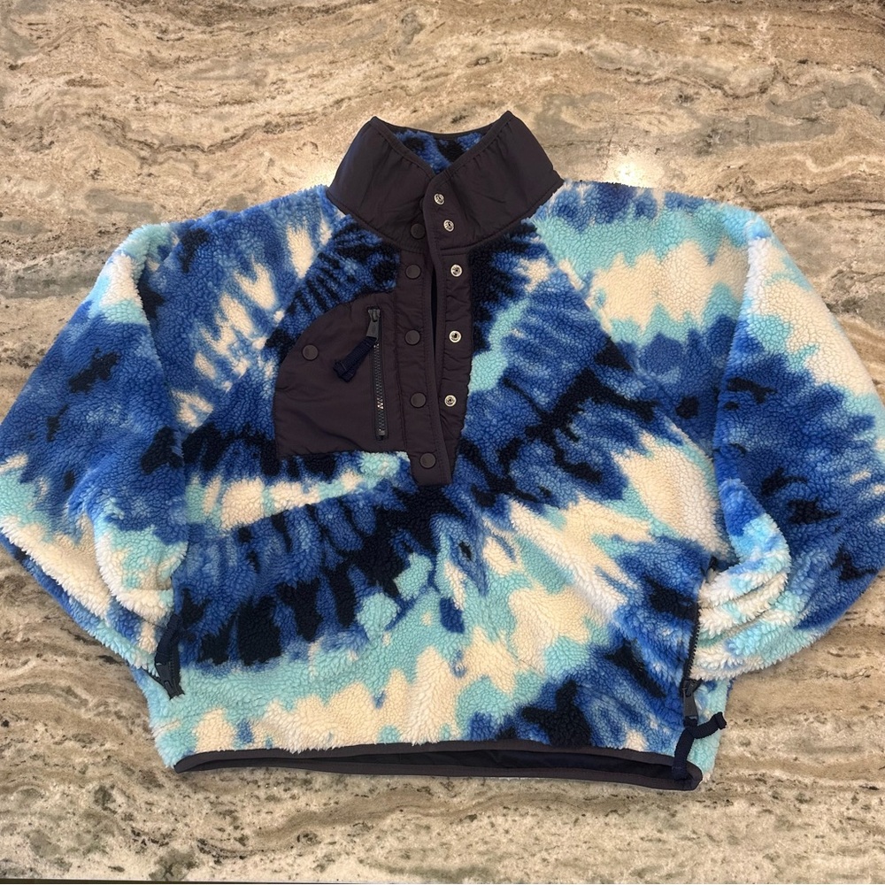 Free People Movement Blue Tie-Dye Fleece Pullover